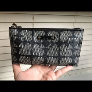 🖤 Kate Spade cosmetic makeup case pouch bag organizer black w/ white spades
